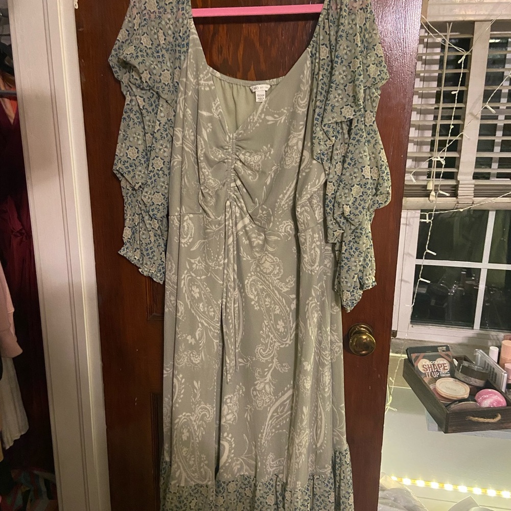Cato Green Sundress Flutter Sleeveless Scoop Neck